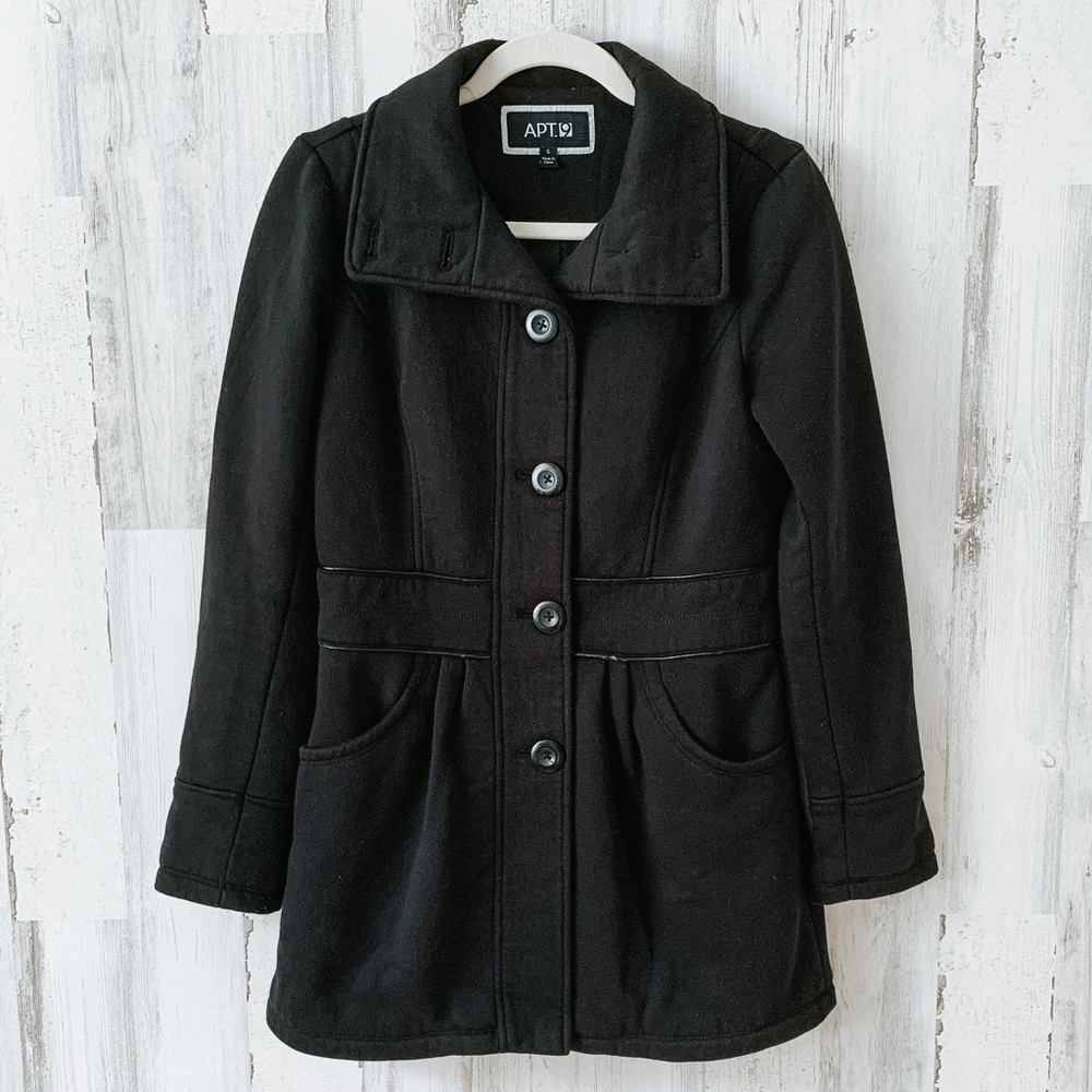 Apt. 9 Black Button Down Pea Coat Jacket Women’s … - image 1